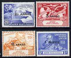 Aden - Qu'aiti 1949 KG6 75th Anniversary of Universal Postal Union set of 4 mounted mint, SG 16-19, stamps on , stamps on  kg6 , stamps on  upu , stamps on 