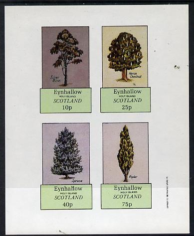 Eynhallow 1982 Trees (Silver Birch, Horse Chestnut, Spruce, Poplar) imperf  set of 4 values (10p to 75p) unmounted mint, stamps on trees