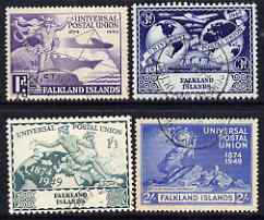 Falkland Islands 1949 KG6 75th Anniversary of Universal Postal Union set of 4 mounted mint, SG168-71, stamps on , stamps on  stamps on , stamps on  stamps on  kg6 , stamps on  stamps on  upu , stamps on  stamps on 