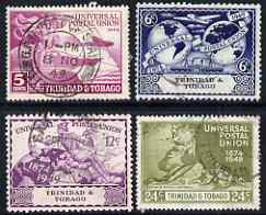 Trinidad & Tobago 1949 KG6 75th Anniversary of Universal Postal Union set of 4 cds used, SG 261-4, stamps on , stamps on  stamps on , stamps on  stamps on  kg6 , stamps on  stamps on  upu , stamps on  stamps on 