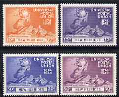 New Hebrides - English 1949 KG6 75th Anniversary of Universal Postal Union set of 4 mounted mint, SG 64-67, stamps on , stamps on  kg6 , stamps on  upu , stamps on 