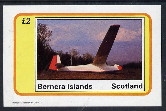 Bernera 1982 Gliders imperf deluxe sheet (Â£2 value) unmounted mint, stamps on aviation     gliders