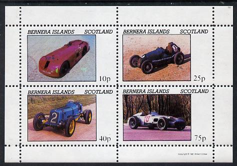 Bernera 1981 Early Racing Cars perf  set of 4 values (imprint in lower margin) unmounted mint, stamps on cars, stamps on racing cars, stamps on sport, stamps on sunbeam   
