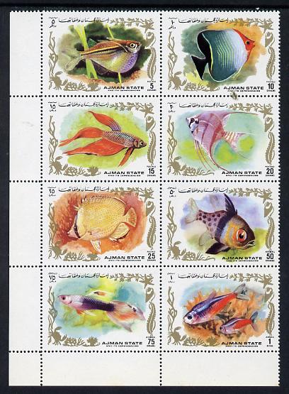 Ajman 1972 Fish perf set of 8 unmounted mint, Mi 1312-19A, stamps on fish, stamps on marine life