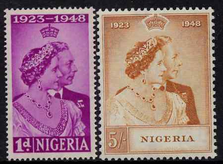 Nigeria 1948 KG6 Royal Silver Wedding perf set of 2 unmounted mint, SG 62-3, stamps on , stamps on  kg6 , stamps on silver wedding, stamps on royalty