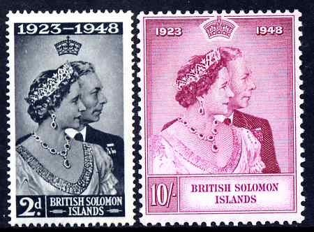 Solomon Islands 1949 KG6 Royal Silver Wedding set of 2 mounted mint SG 75-6, stamps on , stamps on  stamps on , stamps on  stamps on  kg6 , stamps on  stamps on silver wedding, stamps on  stamps on royalty