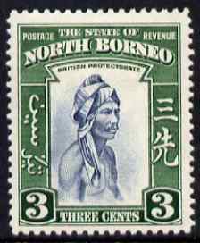 North Borneo 1939 Native 3c (from def set) lightly mounted mint, SG 305, stamps on cultures