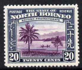 North Borneo 1939 River Scene 20c (from def set) lightly mounted mint, SG 312, stamps on , stamps on  stamps on rivers, stamps on  stamps on 