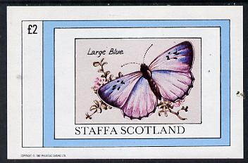 Staffa 1982 Butterflies (Large Blue) imperf deluxe sheet (Â£2 value) unmounted mint, stamps on butterflies
