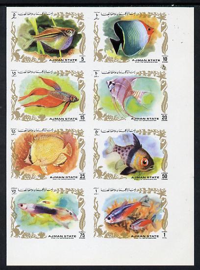 Ajman 1972 Fish imperf set of 8 unmounted mint, Mi 1312-19B, stamps on , stamps on  stamps on fish, stamps on  stamps on marine life