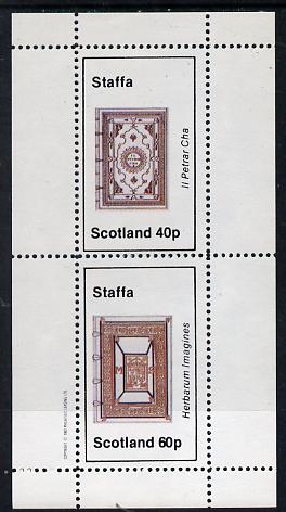 Staffa 1982 Ornate Book Covers #1 perf set of 2 (40p & 60p), stamps on books   literature