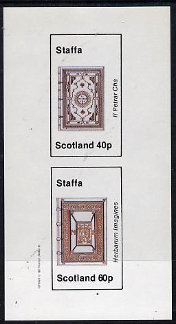 Staffa 1982 Ornate Book Covers #1 imperf set of 2 (40p & 60p), stamps on books   literature