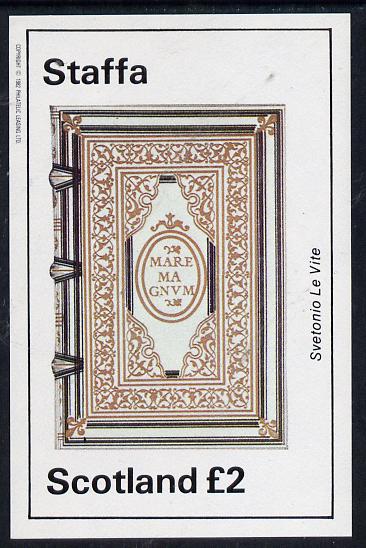 Staffa 1982 Ornate Book Covers #1 imperf deluxe sheet (Â£2 value), stamps on books   literature