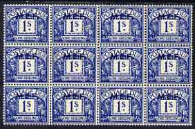 British Occupations of Italian Colonies - MEF 1942 KG6 Postage Due 1s deep blue block of 12 fine unmounted mint, SG D5, stamps on , stamps on  stamps on , stamps on  stamps on  kg6 , stamps on  stamps on 