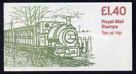 Great Britain 1979-81 Industrial Archaeology Series #6 (Talyllyn Railway) Â£1.40 folded booklet with cyl number in margin at left SG FM2A, stamps on railways