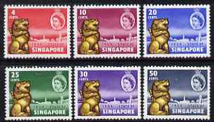 Singapore 1959 New Constitution perf set of 6 mounted mint, SG 53-8, stamps on lions, stamps on cats