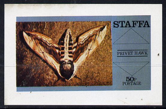 Staffa 1974 Butterflies (Privet Hawk) imperf souvenir sheet (50p value) unmounted mint, stamps on butterflies