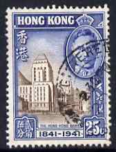 Hong Kong 1941 KG6 Centenary of British Occupation 25c cds used SG167, stamps on , stamps on  kg6 , stamps on finance.banks, stamps on banking