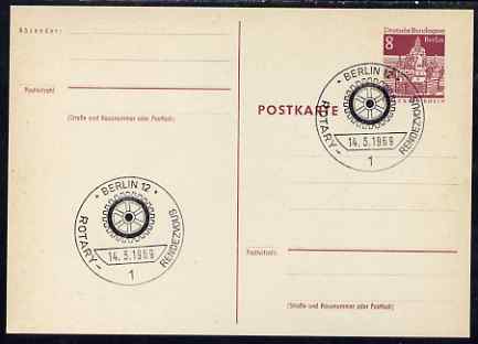 Postmark - West Berlin 1969 8pfg postal stationery card with special cancellation for Rotary Meeting, stamps on rotary