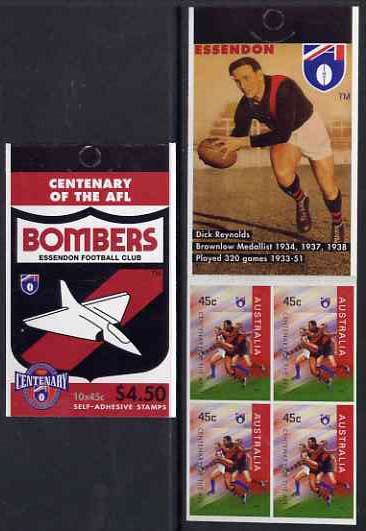 Australia 1996 Centenary of Australian Football League $4.50 booklet - Essendon Bombers, complete and fine SG SB106, stamps on sport, stamps on football, stamps on australian rules football, stamps on aviation