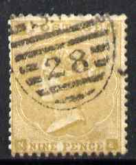 Great Britain 1862-64 QV 9d bistre good colour and perfs sound used SG86 cat 50, stamps on 