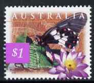 Australia 1997 Big Greasy Butterfly (Cressida cressida) $1 from Fauna & Flora (#02) unmounted mint, SG 1685, stamps on butterflies