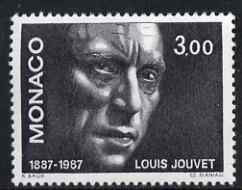 Monaco 1987 Birth Centenary of Louis Jouvet (actor) unmounted mint, SG 1843, stamps on personalities, stamps on theatre