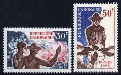 Gabon 1966 Scouting set of 2 unmounted mint, SG 270-71, stamps on scouts, stamps on fire