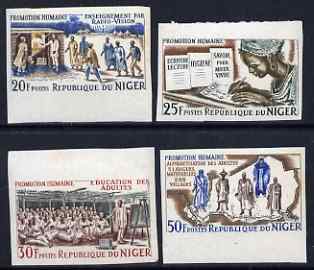 Niger Republic 1965 Human Progress set of 4 IMPERF unmounted mint, as SG 193-96, stamps on communications, stamps on education, stamps on medical, stamps on costumes, stamps on maps, stamps on mathematics
