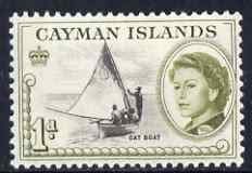 Cayman Islands 1962-64 Cat Boat 1d unmounted mint, SG 166, stamps on , stamps on  stamps on ships, stamps on  stamps on shells