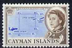 Cayman Islands 1962-64 Map 2d unmounted mint, SG 168, stamps on maps, stamps on shells