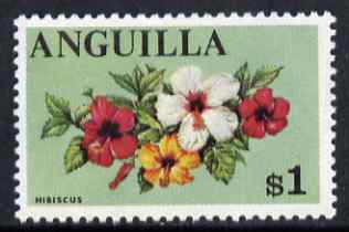 Anguilla 1967 Hibiscus $1 (from def set) unmounted mint SG 29, stamps on , stamps on  stamps on flowers