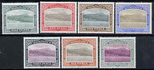 Dominica 1903-07 Roseau Crown CC set to 1s (7 values) mounted mint, SG 27-33, stamps on 