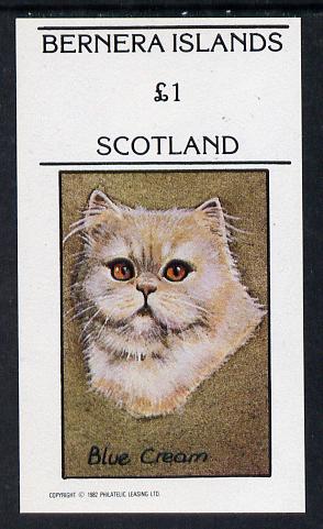Bernera 1982 Cats (Blue Cream) imperf souvenir sheet (Â£1 value) unmounted mint, stamps on animals   cats