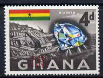 Ghana 1967 Surcharged 3.5np on 4d Diamond with opt doubled, both inverted unmounted mint SG 446var, stamps on minerals, stamps on diamonds