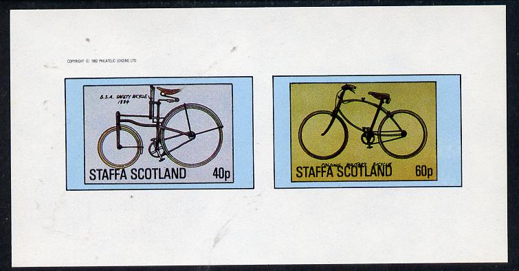 Staffa 1982 Bicycles (BSA Safety & Military Cycle) imperf  set of 2 values (40p & 60p) unmounted mint, stamps on bicycles   transport