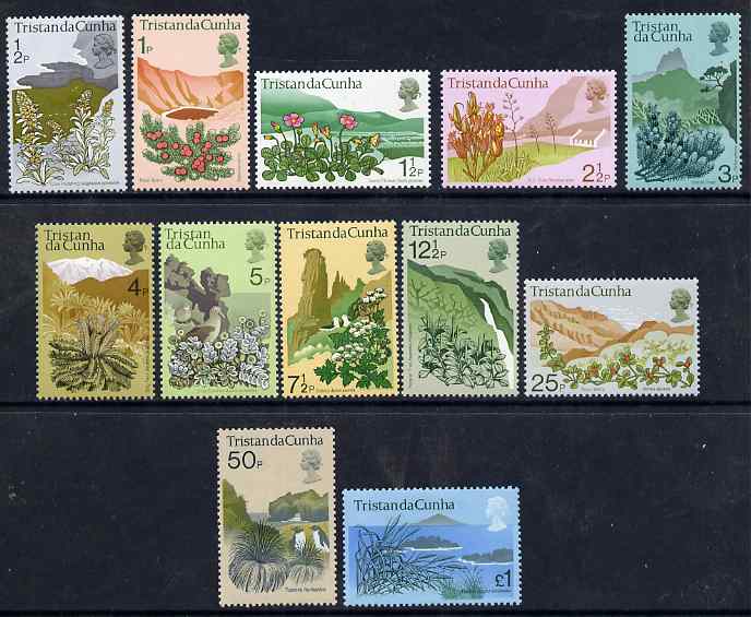 Tristan da Cunha 1972 Flowering Plants definitive set of 12 complete unmounted mint SG 158-69, stamps on flowers