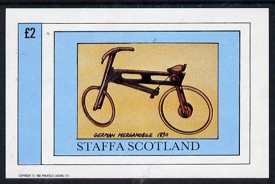 Staffa 1982 Bicycles (German Mergamobile) imperf deluxe sheet (Â£2 value) unmounted mint, stamps on bicycles   transport