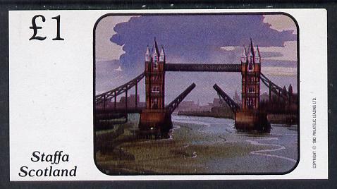 Staffa 1982 Bridges (Tower Bridge) imperf souvenir sheet (Â£1 value) unmounted mint, stamps on bridges    civil engineering