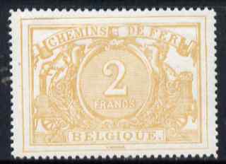 Belgium 1882 Railway Parcels 2f buff fresh mounted mint well centred SG P88 , stamps on railways