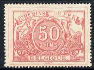 Belgium 1882 Railway Parcels 50c rose fresh mounted mint well centred SG P78 , stamps on railways