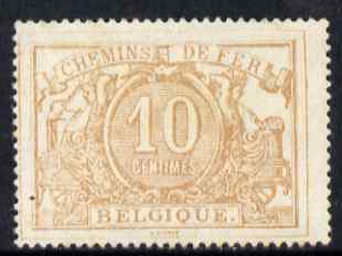 Belgium 1882 Railway Parcels 10c yellow-brown unmounted mint SG P72, stamps on railways