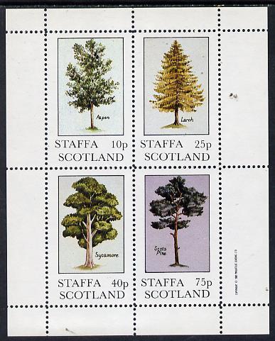 Staffa 1982 Trees (Aspen, Larch, Sycamore & Scots Pine) perf  set of 4 values (10p to 75p) unmounted mint, stamps on trees, stamps on scots, stamps on scotland