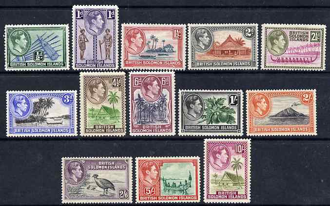 Solomon Islands 1939-51 KG6 definitive set complete 13 values mounted mint SG 60-72 , stamps on , stamps on  kg6 , stamps on 
