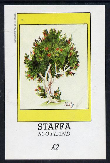 Staffa 1982 Trees (Holly) imperf deluxe sheet (Â£2 value) unmounted mint, stamps on trees