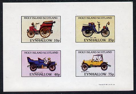 Eynhallow 1981 Vintage Cars #2 (Pannard, Benz, Cadillac & Morris) imperf  set of 4 values (10p to 75p) unmounted mint, stamps on cars, stamps on morris, stamps on transport