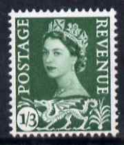 Great Britain Regionals - Wales 1958-67 Wilding 1s3d green wmk Crowns unmounted mint SG W5, stamps on 