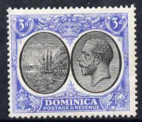 Dominica 1923-33 KG5 Badge 3d black & ultramarine mounted mint SG 79, stamps on , stamps on  kg5 , stamps on ships