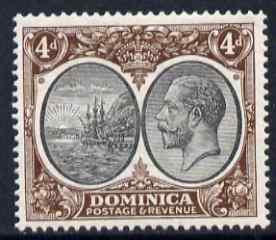 Dominica 1923-33 KG5 Badge 4d black & brown mounted mint SG 81, stamps on , stamps on  kg5 , stamps on ships