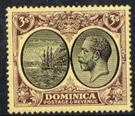 Dominica 1923-33 KG5 Badge 3s black & purple on yellow MCA mounted mint SG 89, stamps on , stamps on  kg5 , stamps on ships